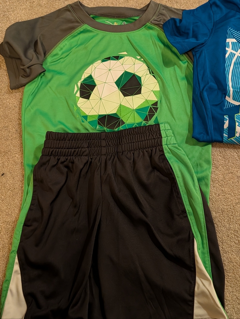jumping beans Kids Green Soccer Graphic Tee with Black Athletic Shorts - Size 6